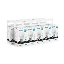 Лампа светодиодная Elementary 6Вт P45 шар 4100К нейтр. бел. E27 450лм GAUSS 53226