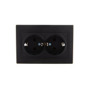 Розетка 2-м СП Mira 16А IP20 с заземл. керамика черн. бархат LEZARD 701-4242-127