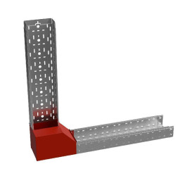 Угол для лотка вертикальный внутренний правый с разворотом трассы на 90град. 200х100 сталь 1мм 