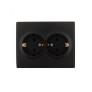 Розетка 2-м СП Karina с заземл. термопласт черн. бархат LEZARD 707-4200-127B