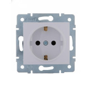 Розетка 1-м СП Karina с заземл. защ. шторки термопласт механизм бел. LEZARD 707-0288-124B