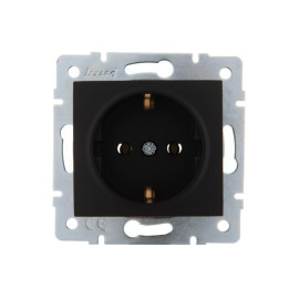 Розетка 1-м СП Karina с заземл. термопласт механизм черн. бархат LEZARD 707-4288-122B