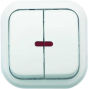 Выключатель 2-кл. ОП Валентина 10А IP20 А56-176 с индикацией бел. Кунцево 7636