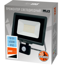 Прожектор светодиодный PFL-C3 SENSOR 50Вт 6500К IP65 ДО закален. прозр. стекло датчик движения инфракрасный Pro JazzWay 5026940A