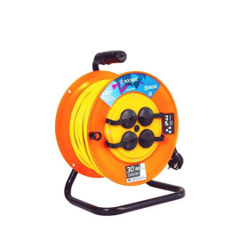 Удлинитель на катушке 4х30м с заземл. 16А IP44 3.5кВт ПВС 3х1.5 термозащ. КОСМОС YKKsm30m-4g-Z(16A)IP