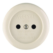 Розетка 1-м ОП 16А IP20 круглая без заземл. керамика беж. Makel 16012
