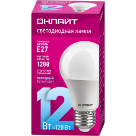Лампа светодиодная 61 141 OLL-A60-12-230-6.5K-E27 12Вт грушевидная 6500К холод. бел. E27 1200лм 176-264В ОНЛАЙТ 61141