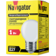 Лампа светодиодная 61 243 NLL-G45-1-230-W-E27 1Вт шар матовая E27 176-264В Navigator 61243