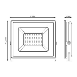 Прожектор светодиодный Elementary 50Вт 6500К IP65 4500лм 200-240В ДО черн. GAUSS 613100350
