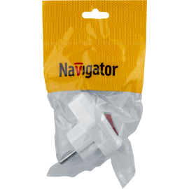 Вилка угловая 61 364 NCA-PL05-16A-ESC-WH с заземл. с выкл. бел. Navigator 61364