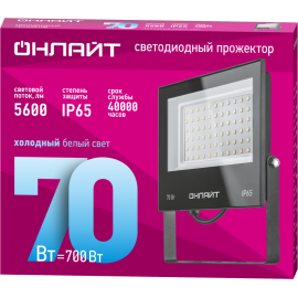 Прожектор светодиодный 61 950 OFL-70-6K-BL-IP65-LED 70Вт 6000К IP65 5600лм черн. ОНЛАЙТ 61950