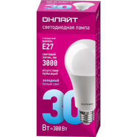 Лампа светодиодная 61 972 OLL-A70-30-230-6.5K-E27 30Вт ОНЛАЙТ 61972
