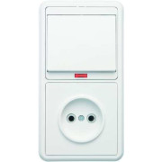 Блок БКВР-214 Бэлла (1-кл. выкл. с инд. + розетка) бел. Кунцево 5817