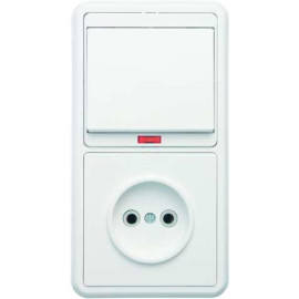 Блок БКВР-214 Бэлла (1-кл. выкл. с инд. + розетка) бел. Кунцево 5817