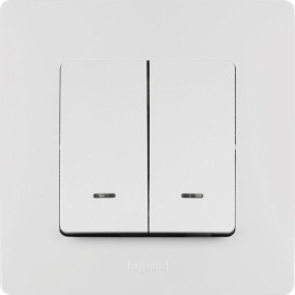 Выключатель 2-кл. СП Etika 10А IP20 250В 10AX с подсветкой/индикацией безвинтов. зажимы механизм бел. IEK 672204