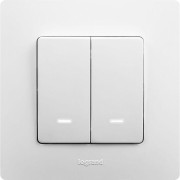 Выключатель 2-кл. СП Etika 10А IP20 250В 10AX с подсветкой/индикацией безвинтов. зажимы механизм бел. IEK 672204