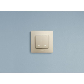 Выключатель 2-кл. СП Etika 10А IP20 250В 10AX с подсветкой/индикацией безвинтов. зажимы механизм сл. кость IEK 672304