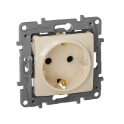 Розетка 1-м СП Etika 16А IP31 250В 2P+E с заземл. защ. шторки немецк. стандарт винтов. клеммы механизм сл. кость IEK 672322