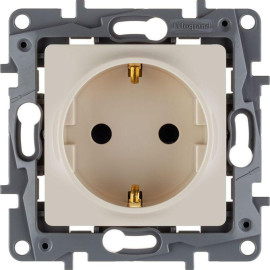 Розетка 1-м СП Etika 16А IP31 250В 2P+E с заземл. защ. шторки немецк. стандарт винтов. клеммы механизм сл. кость IEK 672322