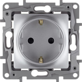 Розетка 1-м СП Etika 16А IP31 250В 2P+E с заземл. защ. шторки немецк. стандарт винтов. клеммы механизм алюм. IEK 672422
