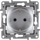 Розетка 1-м СП Etika 16А IP31 250В 2P+E с заземл. защ. шторки немецк. стандарт винтов. клеммы механизм алюм. IEK 672422