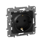Розетка 1-м СП Etika 16А IP31 250В 2P+E с заземл. защ. шторки немецк. стандарт винтов. клеммы механизм антрацит IEK 672622
