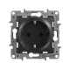 Розетка 1-м СП Etika 16А IP31 250В 2P+E с заземл. защ. шторки немецк. стандарт винтов. клеммы механизм антрацит IEK 672622