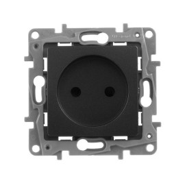 Розетка 1-м СП Etika 16А IP31 250В 2P без заземл. защ. шторки немецк. стандарт винтов. клеммы механизм антрацит IEK 672634