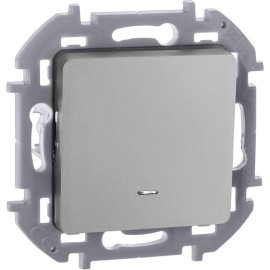 Выключатель 1-кл. Inspiria 10А IP20 250В 10AX с подсветкой/индикацией механизм алюм. IEK 673612