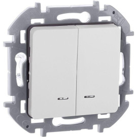 Выключатель 2-кл. Inspiria 10А IP20 250В 10AX с подсветкой/индикацией механизм бел. IEK 673630