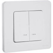 Выключатель 2-кл. Inspiria 10А IP20 250В 10AX с подсветкой/индикацией механизм бел. IEK 673630