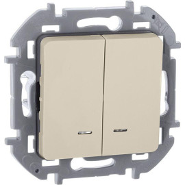 Выключатель 2-кл. Inspiria 10А IP20 250В 10AX с подсветкой/индикацией механизм сл. кость IEK 673631