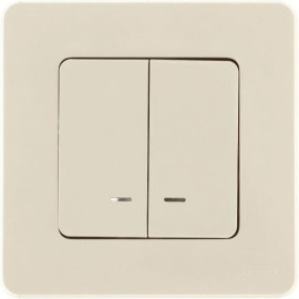 Выключатель 2-кл. Inspiria 10А IP20 250В 10AX с подсветкой/индикацией механизм сл. кость IEK 673631