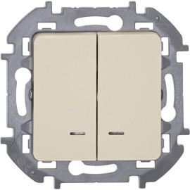 Выключатель 2-кл. Inspiria 10А IP20 250В 10AX с подсветкой/индикацией механизм сл. кость IEK 673631