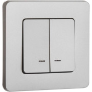 Выключатель 2-кл. Inspiria 10А IP20 250В 10AX с подсветкой/индикацией механизм алюм. IEK 673632