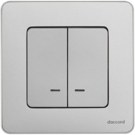 Выключатель 2-кл. Inspiria 10А IP20 250В 10AX с подсветкой/индикацией механизм алюм. IEK 673632