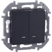 Выключатель 2-кл. Inspiria 10А IP20 250В 10AX с подсветкой/индикацией механизм антрацит IEK 673633