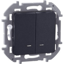 Выключатель 2-кл. Inspiria 10А IP20 250В 10AX с подсветкой/индикацией механизм антрацит IEK 673633
