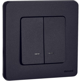 Выключатель 2-кл. Inspiria 10А IP20 250В 10AX с подсветкой/индикацией механизм антрацит IEK 673633