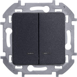 Выключатель 2-кл. Inspiria 10А IP20 250В 10AX с подсветкой/индикацией механизм антрацит IEK 673633
