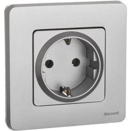 Розетка 1-м СП Inspiria 16А IP20 250В 2P+E немецк. стандарт механизм алюм. IEK 673722