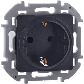 Розетка 1-м СП Inspiria 16А IP20 250В 2P+E защ. шторки немецк. стандарт механизм антрацит IEK 673733