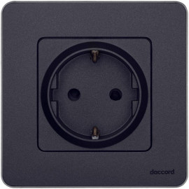 Розетка 1-м СП Inspiria 16А IP20 250В 2P+E защ. шторки немецк. стандарт механизм антрацит IEK 673733