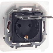Розетка 1-м СП Inspiria 16А IP44 250В 2P+E защ. шторки с крышкой немецк. стандарт механизм антрацит IEK 673743