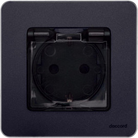 Розетка 1-м СП Inspiria 16А IP44 250В 2P+E защ. шторки с крышкой немецк. стандарт механизм антрацит IEK 673743