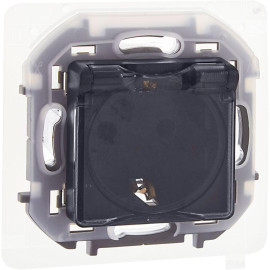 Розетка 1-м СП Inspiria 16А IP44 250В 2P+E защ. шторки с крышкой немецк. стандарт механизм антрацит IEK 673743