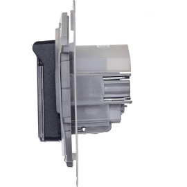 Розетка 1-м СП Inspiria 16А IP44 250В 2P+E защ. шторки с крышкой немецк. стандарт механизм антрацит IEK 673743