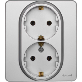 Розетка Inspiria 16А 250В 2х2P+E немецк. стандарт алюм. IEK 673752