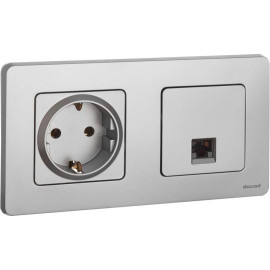 Розетка компьютерная Inspiria RJ45 кат.5E UTP алюм. IEK 673827