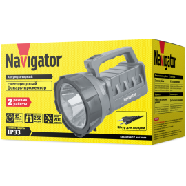 Фонарь-прожектор аккумуляторный 71 596 NPT-SP14-ACCU LED 3Вт 200лм аккум. 3А.ч NAVIGATOR 71596